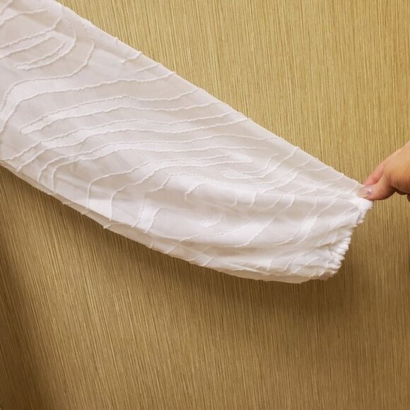 NWOT Zebra Print Semi Sheer Tunic Bishop Sleeve Size Lg - Picture 6 of 12